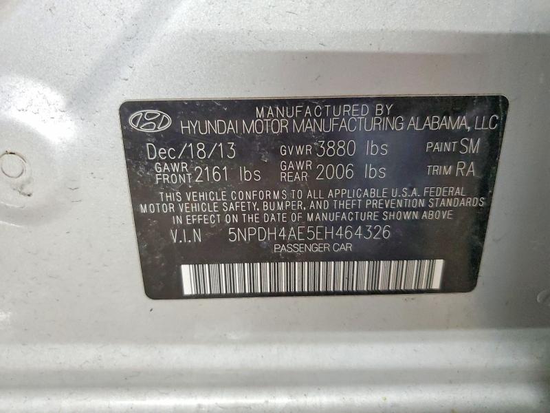 Продаж на аукціоні авто 2014 Hyundai Elantra, vin: 5NPDH4AE5EH464326, номер лоту: 45998376