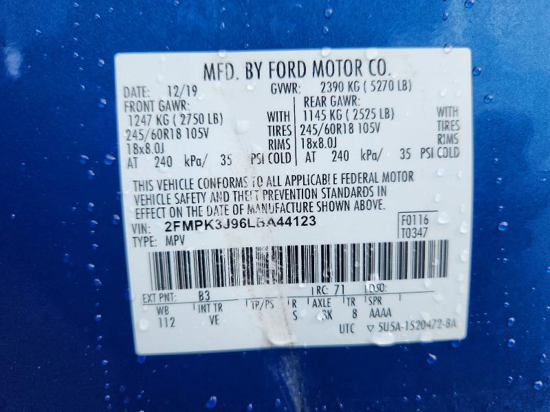 Продажа на аукционе авто 2020 Ford Edge, vin: 2FMPK3J96LBA44123, номер лота: 41922646