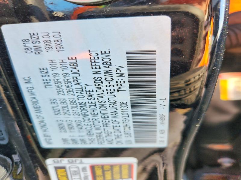 47223236 :رقم المزاد ، 5J8TC2H75KL011306 vin ، 2019 Acura Rdx مزاد بيع