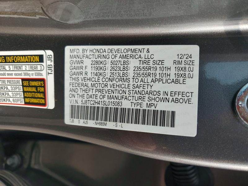 47618096 :رقم المزاد ، 5J8TC2H41SL015083 vin ، 2025 Acura Rdx مزاد بيع