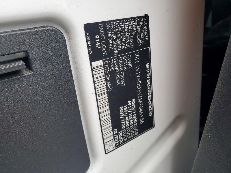 2021 Mercedes-benz Sprinter მანქანა იყიდება აუქციონზე, vin: W1Y8DD3Y6MT046156, აუქციონის ნომერი: 78584185