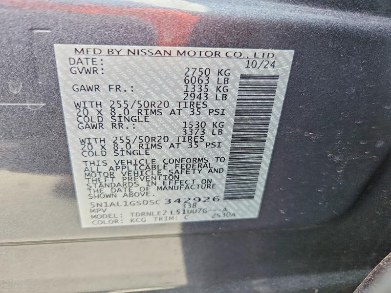Aukcja sprzedaży 2025 Infiniti Qx60, vin: 5N1AL1GS0SC342926, numer aukcji: 46172196