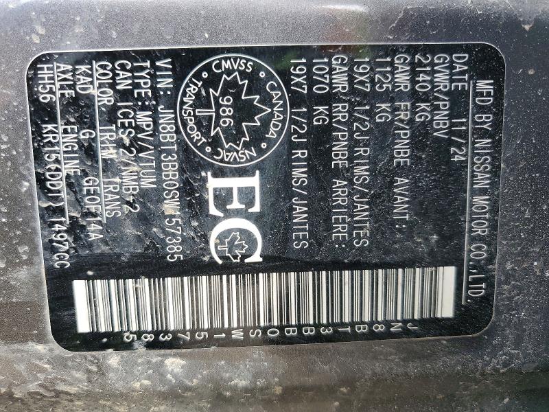 2025 Nissan Rogue მანქანა იყიდება აუქციონზე, vin: JN8BT3BB0SW157385, აუქციონის ნომერი: 47747966