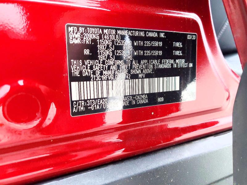 2020 Toyota Rav4 მანქანა იყიდება აუქციონზე, vin: 2T3C1RFV6LC064742, აუქციონის ნომერი: 78077705