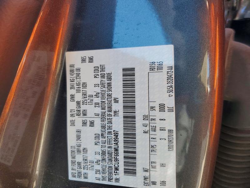 Продаж на аукціоні авто 2021 Ford Escape, vin: 1FMCU9F66MUA99497, номер лоту: 41592616