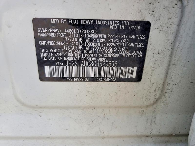 Продажа на аукционе авто 2016 Subaru Forester, vin: JF2SJADC8GH529838, номер лота: 41885266