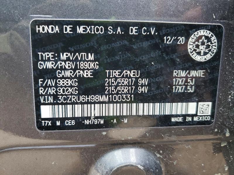 Aukcja sprzedaży 2021 Honda Hr-v, vin: 3CZRU6H98MM100331, numer aukcji: 41696776