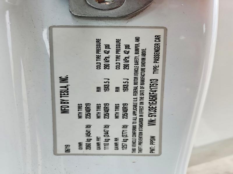 2019 Tesla Model 3 მანქანა იყიდება აუქციონზე, vin: 5YJ3E1EA5KF417513, აუქციონის ნომერი: 47807336