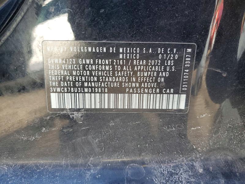 Aukcja sprzedaży 2020 Volkswagen Jetta, vin: 3VWCB7BU3LM019818, numer aukcji: 46889726