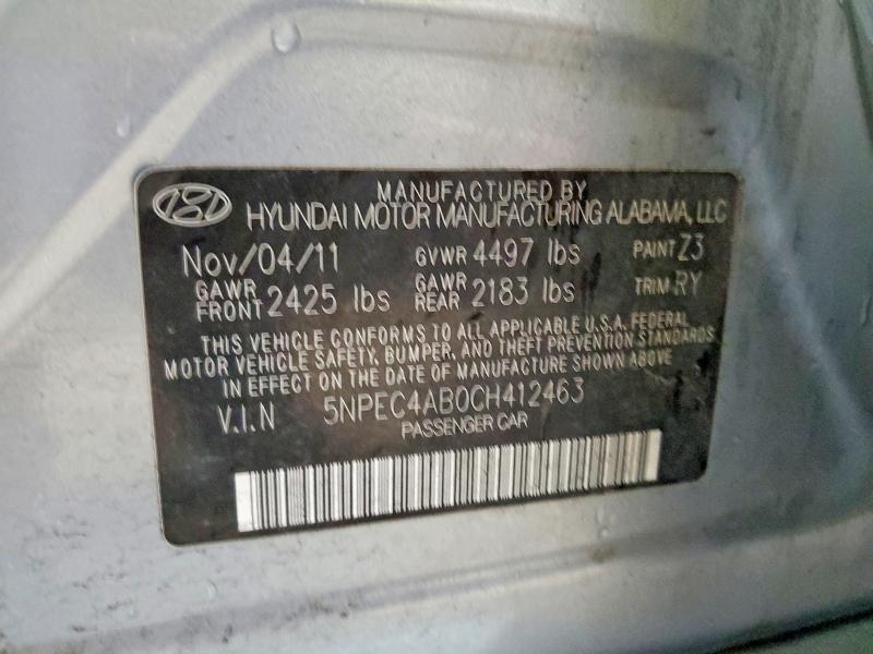 Aukcja sprzedaży 2012 Hyundai Sonata, vin: 5NPEC4AB0CH412463, numer aukcji: 48090766