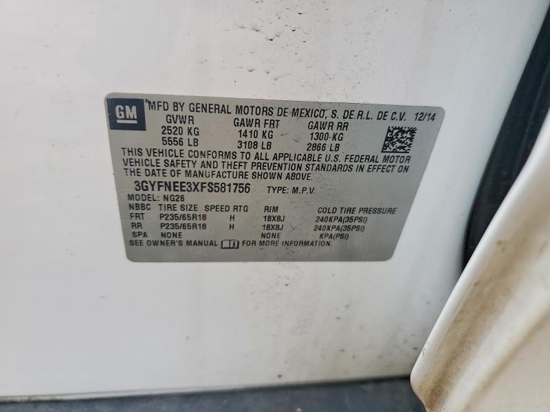 45484746 :رقم المزاد ، 3GYFNEE3XFS581756 vin ، 2015 Cadillac Srx مزاد بيع
