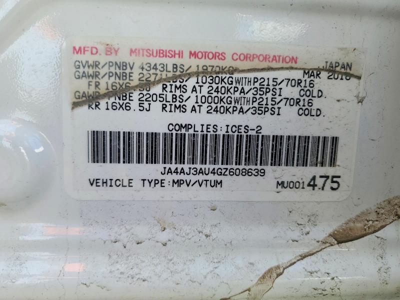 Продажа на аукционе авто 2016 Mitsubishi Rvr, vin: JA4AJ3AU4GZ608639, номер лота: 75566415