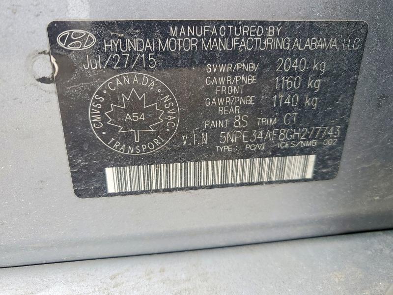48236966 :رقم المزاد ، 5NPE34AF8GH277743 vin ، 2016 Hyundai Sonata Sport 4dr مزاد بيع