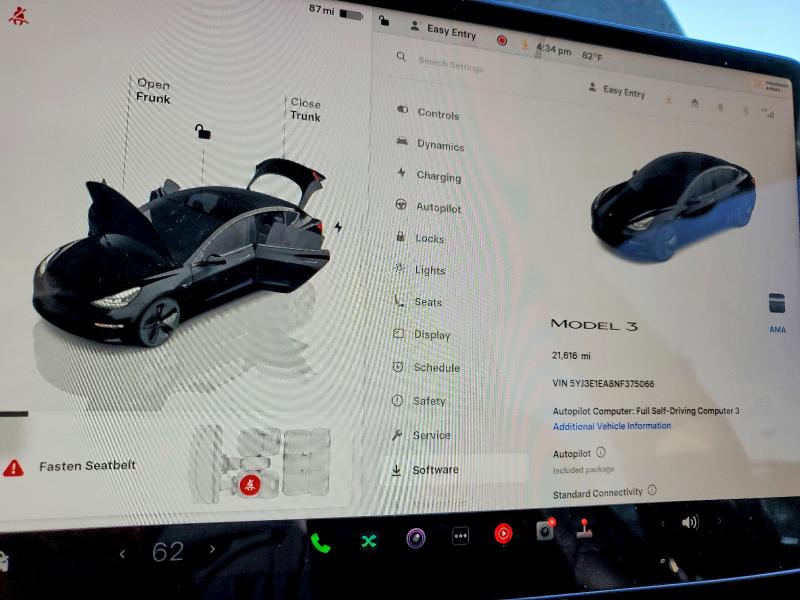79594315 :رقم المزاد ، 5YJ3E1EA8NF375066 vin ، 2022 Tesla Model 3 مزاد بيع