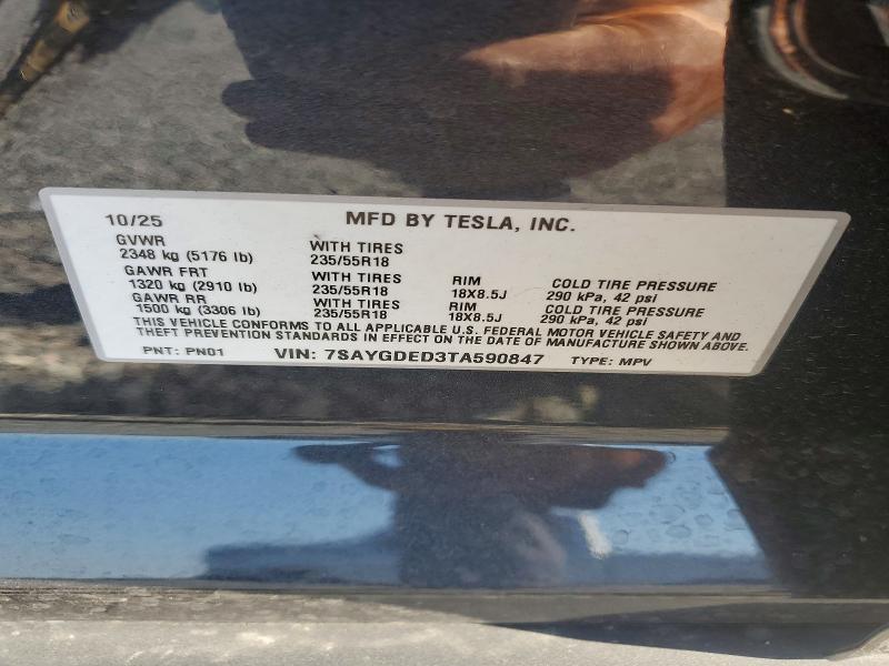 Продажа на аукционе авто 2026 Tesla Model Y, vin: 7SAYGDED3TA590847, номер лота: 47594726