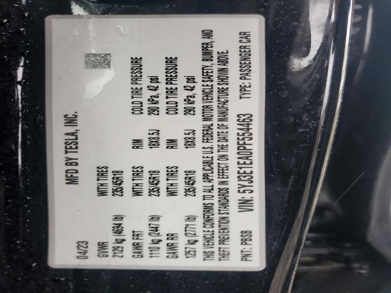 Продажа на аукционе авто 2023 Tesla Model 3, vin: 5YJ3E1EA0PF554463, номер лота: 45797456