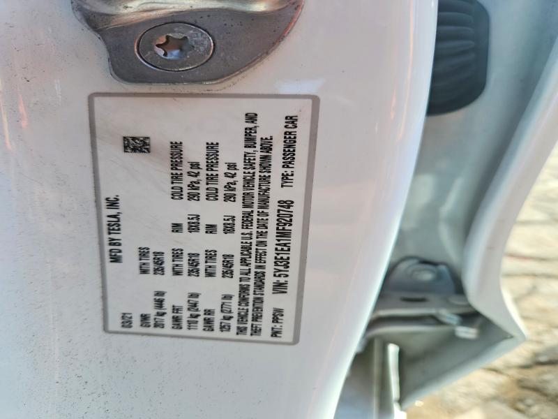 79904515 :رقم المزاد ، 5YJ3E1EA1MF920748 vin ، 2021 Tesla Model 3 مزاد بيع