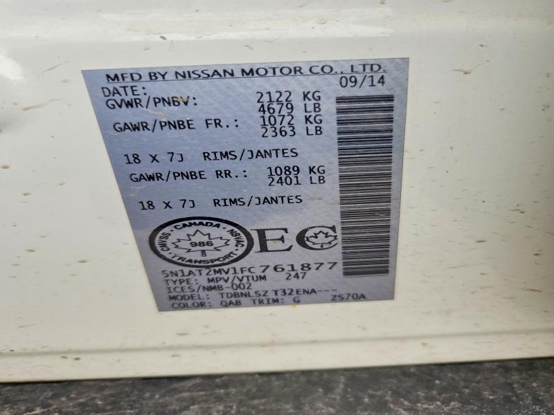 41589886 :رقم المزاد ، 5N1AT2MV1FC761877 vin ، 2015 Nissan Rogue مزاد بيع