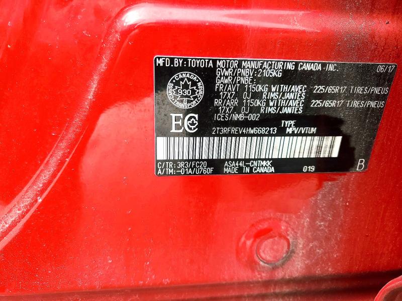 Продажа на аукционе авто 2017 Toyota Rav4, vin: 2T3RFREV4HW668213, номер лота: 46257666