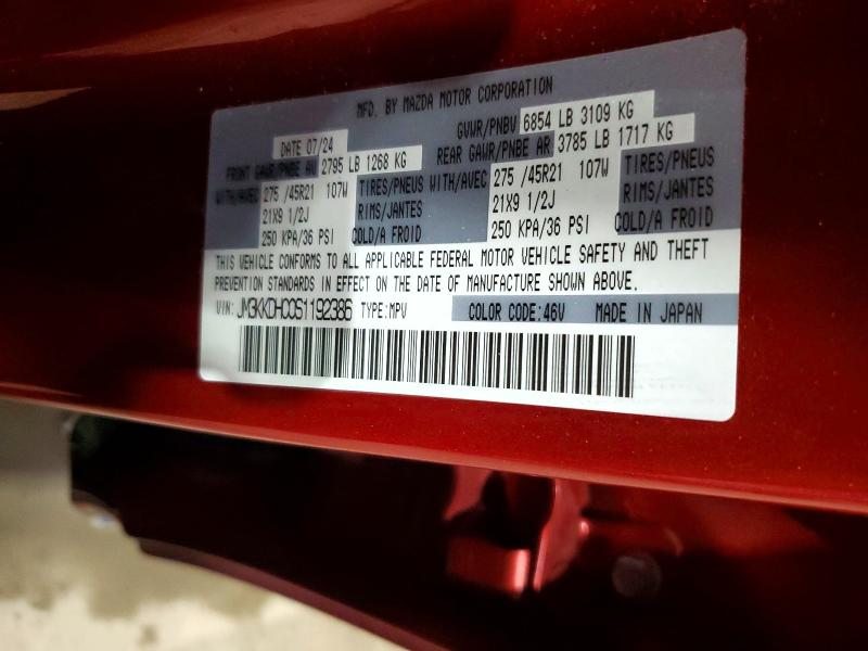 47132306 :رقم المزاد ، JM3KKDHC0S1192386 vin ، 2025 Mazda Cx-90 مزاد بيع