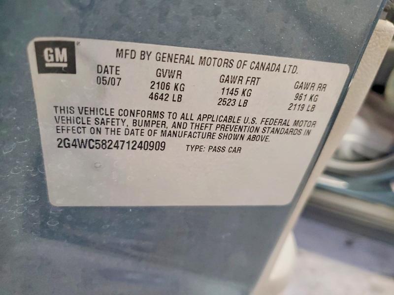 Продаж на аукціоні авто 2007 Buick Lacrosse, vin: 2G4WC582471240909, номер лоту: 42012986