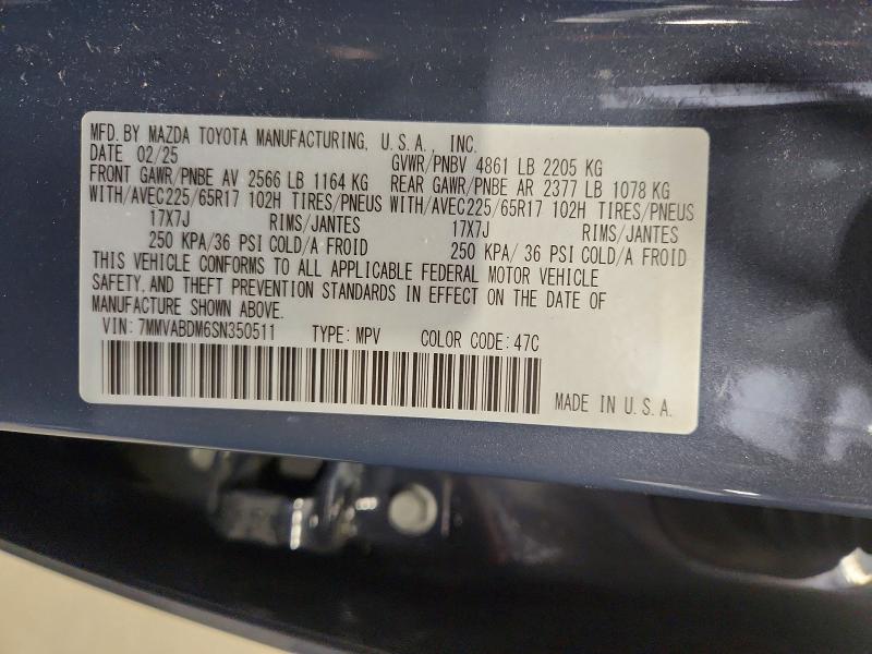 Aukcja sprzedaży 2025 Mazda Cx-50, vin: 7MMVABDM6SN350511, numer aukcji: 46395716