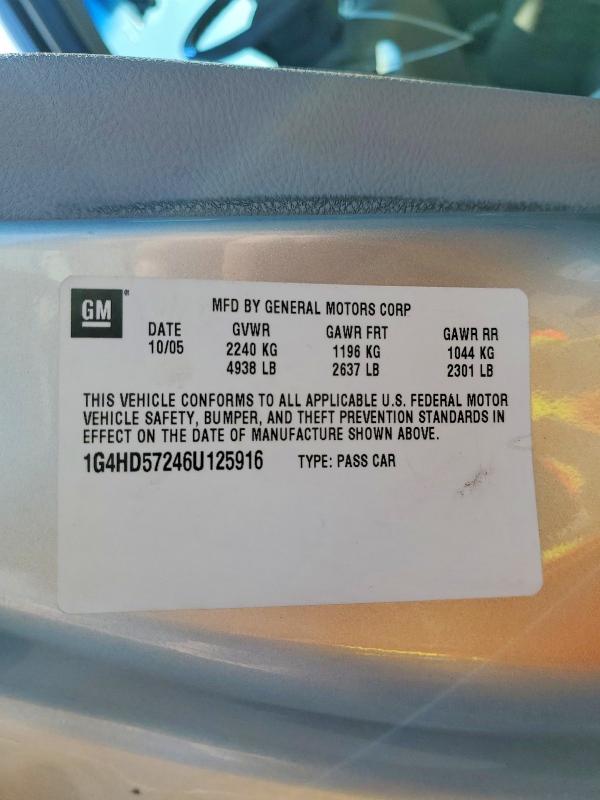45566396 :رقم المزاد ، 1G4HD57246U125916 vin ، 2006 Buick Lucerne مزاد بيع