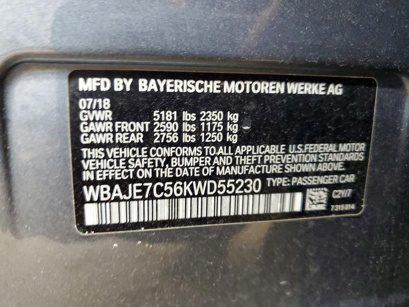 47084036 :رقم المزاد ، WBAJE7C56KWD55230 vin ، 2019 Bmw 540 مزاد بيع