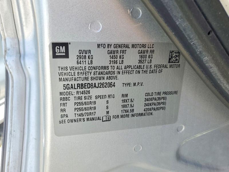 46154306 :رقم المزاد ، 5GALRBED8AJ262064 vin ، 2010 Buick Enclave مزاد بيع
