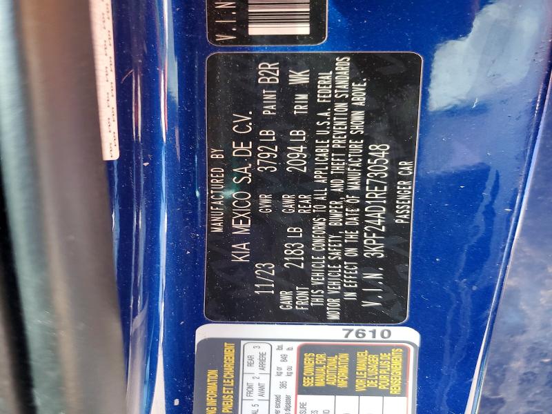 Aukcja sprzedaży 2024 Kia Forte, vin: 3KPF24AD1RE730548, numer aukcji: 45546816