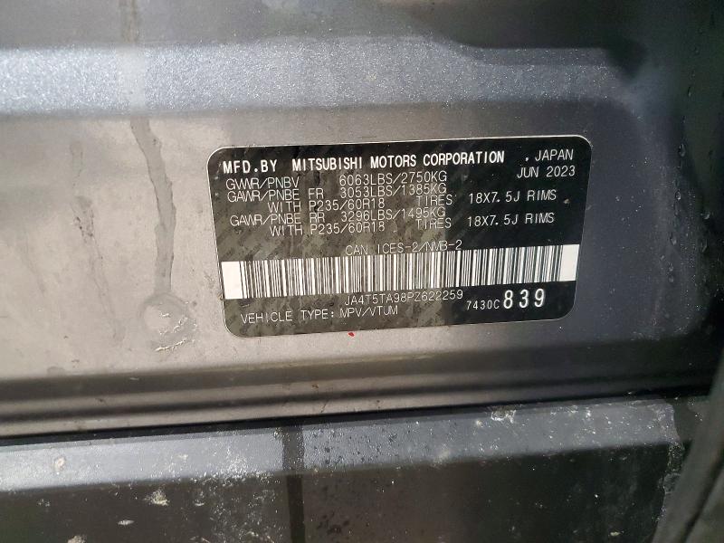 2023 Mitsubishi Outlander მანქანა იყიდება აუქციონზე, vin: JA4T5TA98PZ622259, აუქციონის ნომერი: 78327245