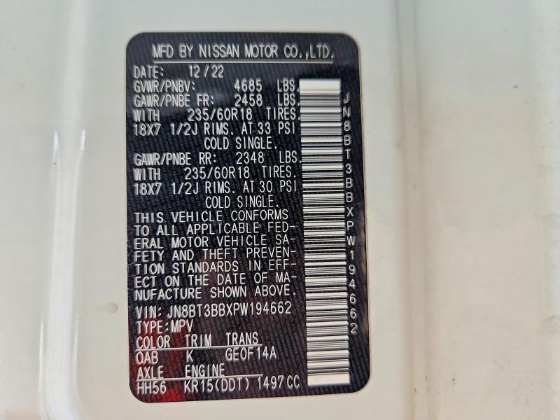 Продаж на аукціоні авто 2023 Nissan Rogue, vin: JN8BT3BBXPW194662, номер лоту: 41726306