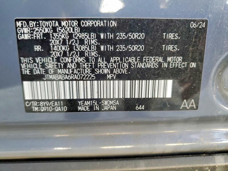 45561356 :رقم المزاد ، JTMABABA6RA072225 vin ، 2024 Subaru Solterra مزاد بيع