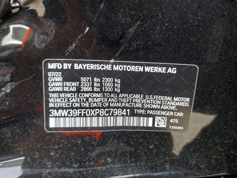 Aukcja sprzedaży 2023 Bmw 330e, vin: 3MW39FF0XP8C79841, numer aukcji: 47834426