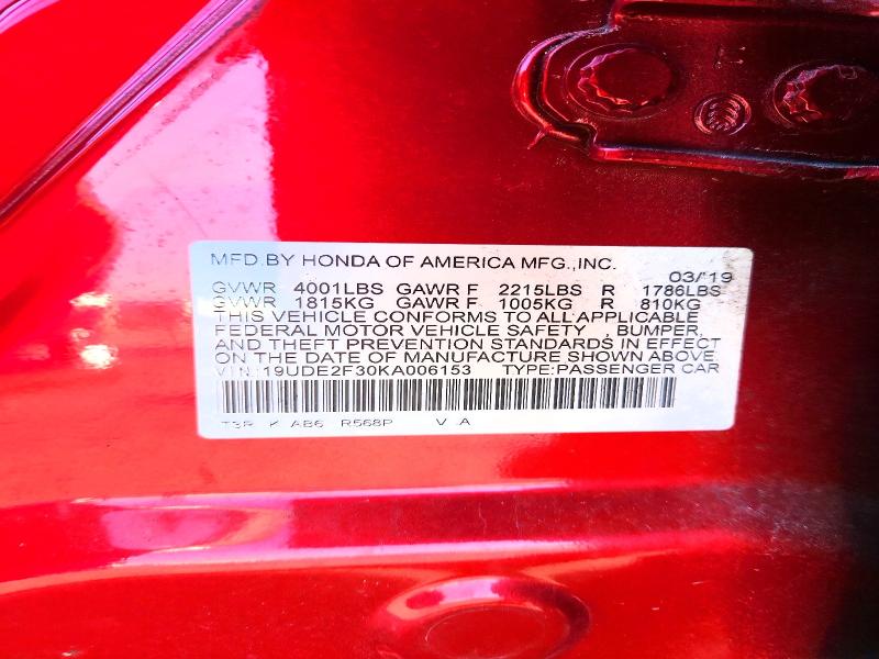Aukcja sprzedaży 2019 Acura Ilx, vin: 19UDE2F30KA006153, numer aukcji: 45612056