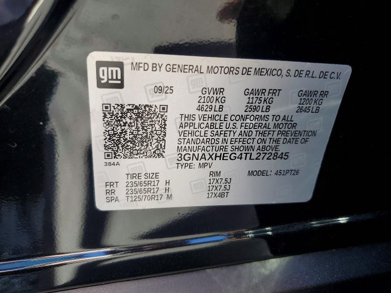 47044056 :رقم المزاد ، 3GNAXHEG4TL272845 vin ، 2026 Chevrolet Equinox مزاد بيع