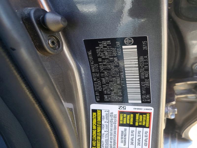 Продаж на аукціоні авто 2020 Toyota Camry, vin: 4T1F11AK8LU338865, номер лоту: 46723106