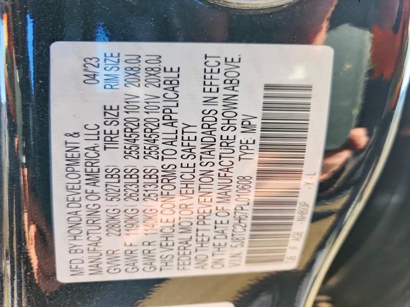 Продаж на аукціоні авто 2023 Acura Rdx, vin: 5J8TC2H67PL010608, номер лоту: 45844086