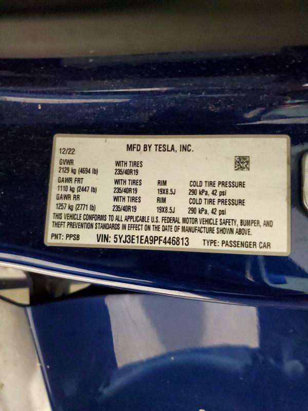 Auction sale of the 2023 Tesla Model 3, vin: 5YJ3E1EA9PF446813, lot number: 47123336