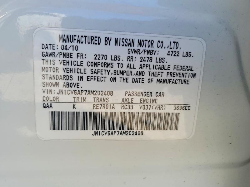 Aukcja sprzedaży 2010 Infiniti G37 Sedan, vin: JN1CV6AP7AM202408, numer aukcji: 79832905