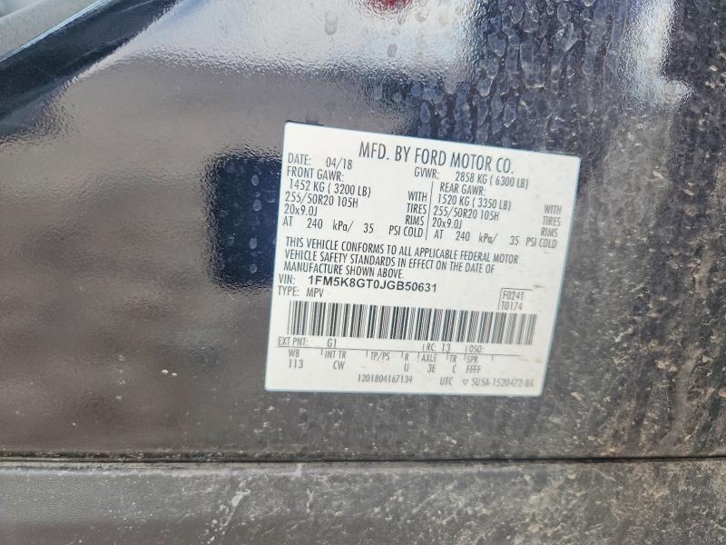 Auction sale of the 2018 Ford Explorer, vin: 1FM5K8GT0JGB50631, lot number: 47964316