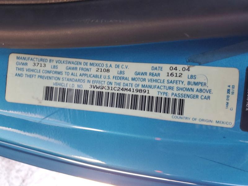 Aukcja sprzedaży 2004 Volkswagen New Beetle, vin: 3VWGK31C24M419891, numer aukcji: 47531856