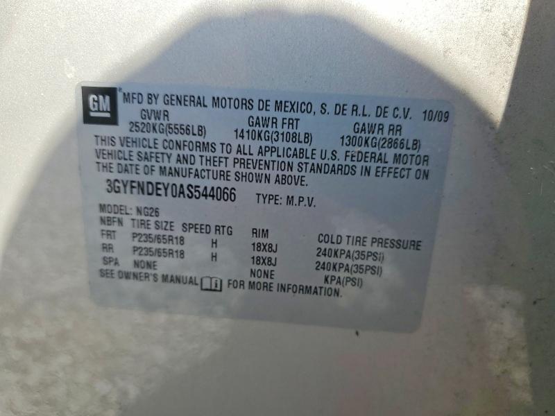 47384756 :رقم المزاد ، 3GYFNDEY0AS544066 vin ، 2010 Cadillac Srx مزاد بيع