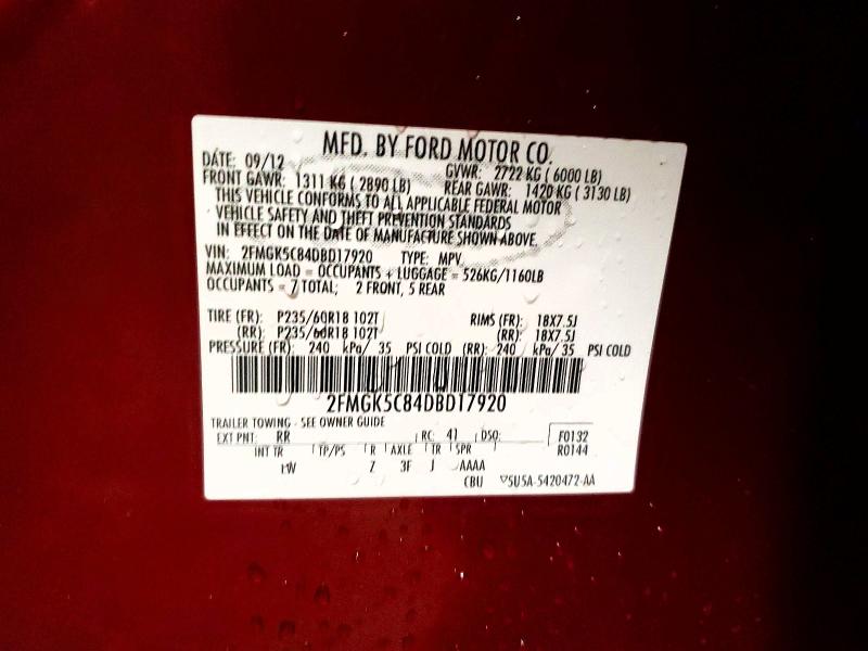 Продажа на аукционе авто 2013 Ford Flex, vin: 2FMGK5C84DBD17920, номер лота: 45542896