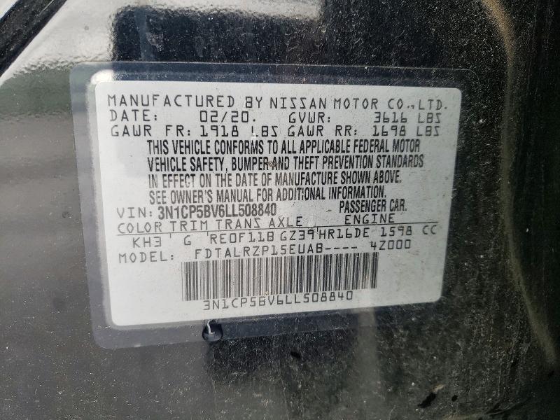 45947026 :رقم المزاد ، 3N1CP5BV6LL508840 vin ، 2020 Nissan Kicks مزاد بيع