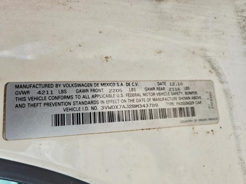 Продажа на аукционе авто 2011 Volkswagen Jetta, vin: 3VWDX7AJ2BM343709, номер лота: 79685555