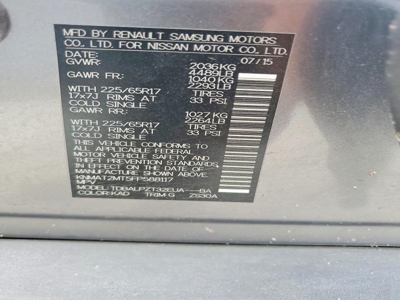 79724245 :رقم المزاد ، KNMAT2MT5FP588117 vin ، 2015 Nissan Rogue مزاد بيع