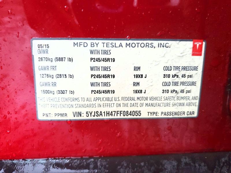 Продаж на аукціоні авто 2015 Tesla Model S, vin: 5YJSA1H47FF084055, номер лоту: 79811865