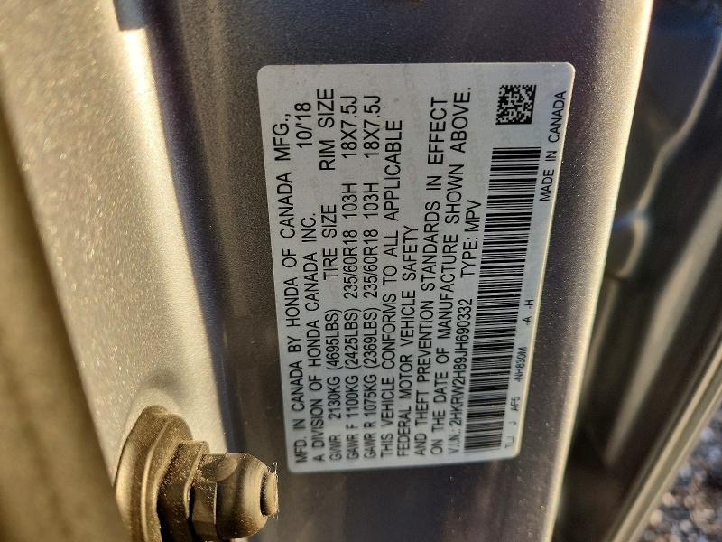 46819926 :رقم المزاد ، 2HKRW2H89JH690332 vin ، 2018 Honda Cr-v مزاد بيع