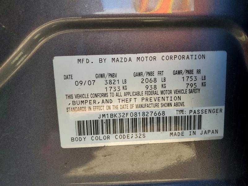 Aukcja sprzedaży 2008 Mazda 3 4d I, vin: JM1BK32F081827668, numer aukcji: 45465526